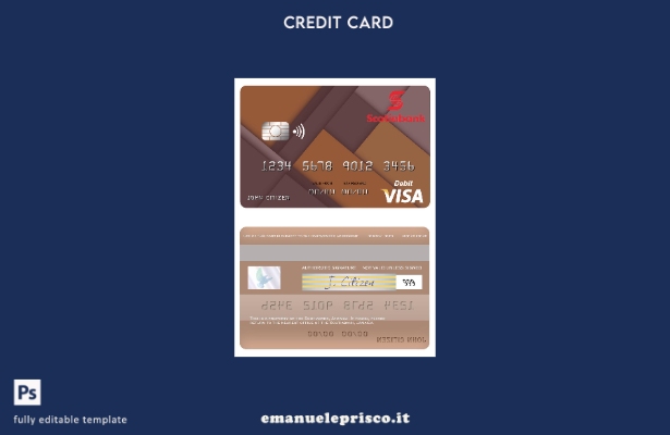 modello di carta di debito visto Jamaica Scotiabank in stile verificato